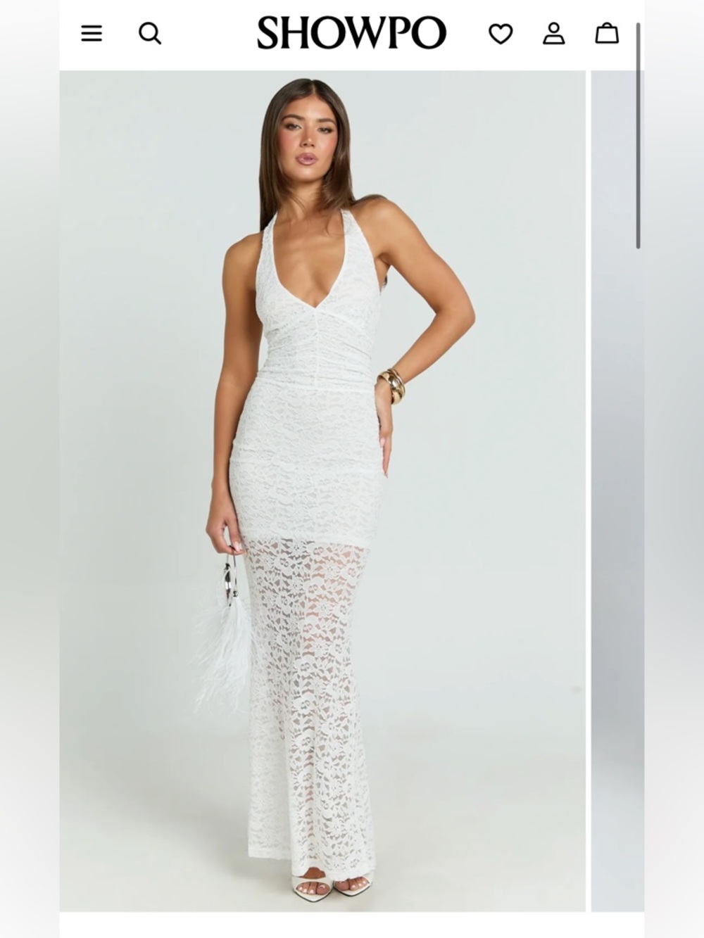 Showpo White Lace Halter Maxi Dress